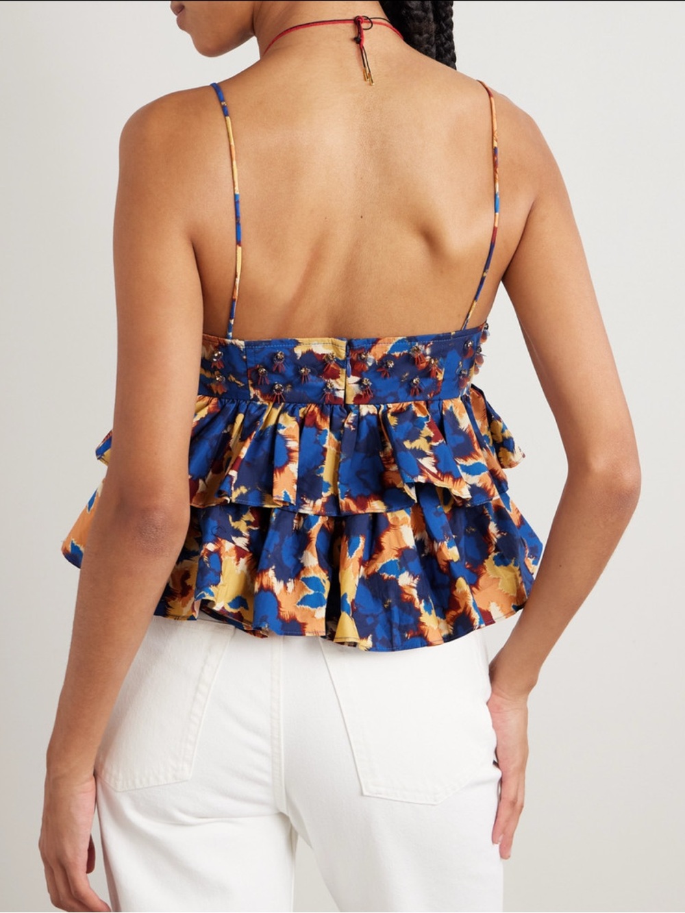 Ulla Johnson Embellished Lucia Tiered Ruffle Top in Wildflower size 6 - Picture 4 of 9